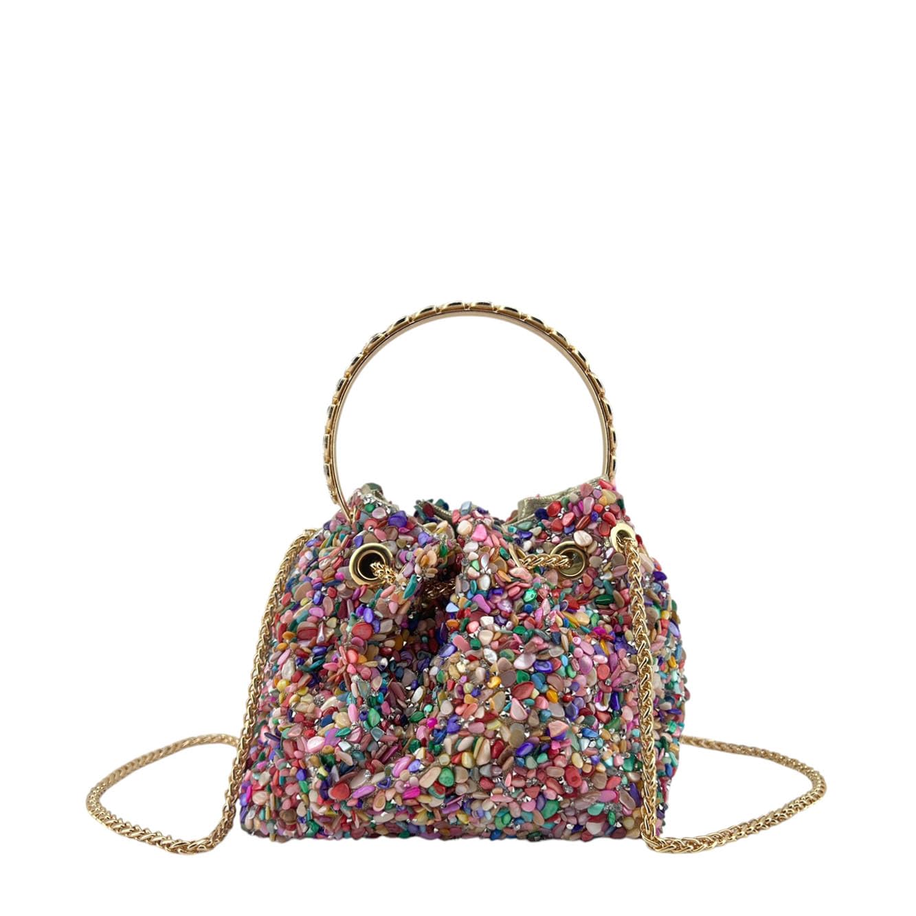 MODELISA - Bolso De Noche Adornado Con Piedras Multicolores Cadena De Hombro Boda Noche Evento Mujer