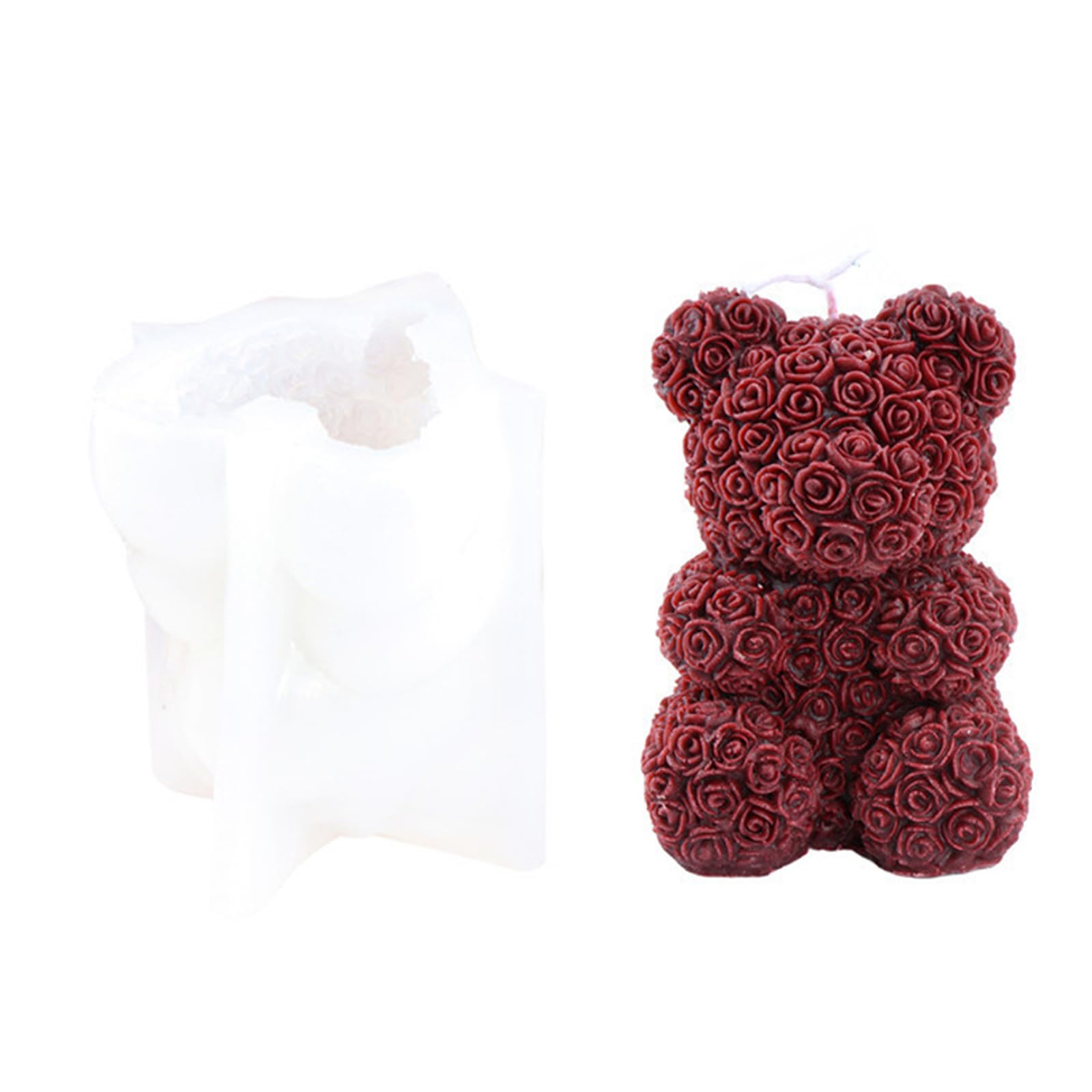 JS MOLD Kerzenform Silikon, 3D-bär-Silikonformen,Blume Kerze