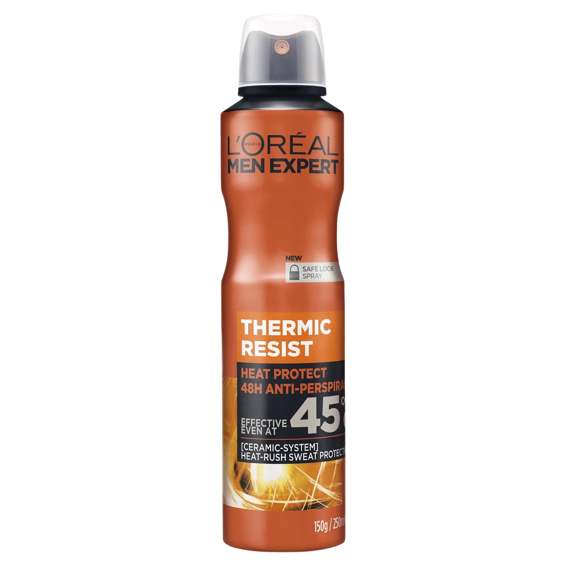 L'Oréal Mens Deodrant, Men Expert Thermic Resist XXL Anti-Perspirant Deodorant Spray, 48H Heat-Resistant Shield (45°C) with Ceramic Technology, Super Size 300ml