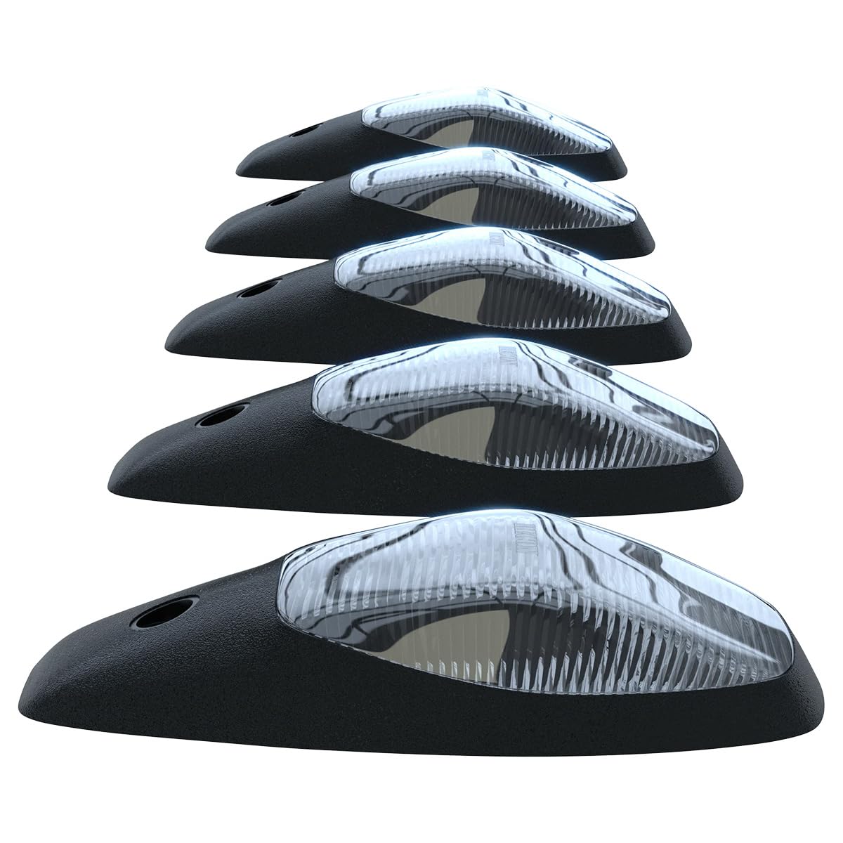 RECON - Fits 2019-2024 RAM HD 2500/3500 5-Piece Cab Roof Light Set 2-Way Front & Rear Facing Ultra High Power LED Lights Multiple Lens & Colors (Fresh Install Only) (AMBER LED, CLEAR LENS)