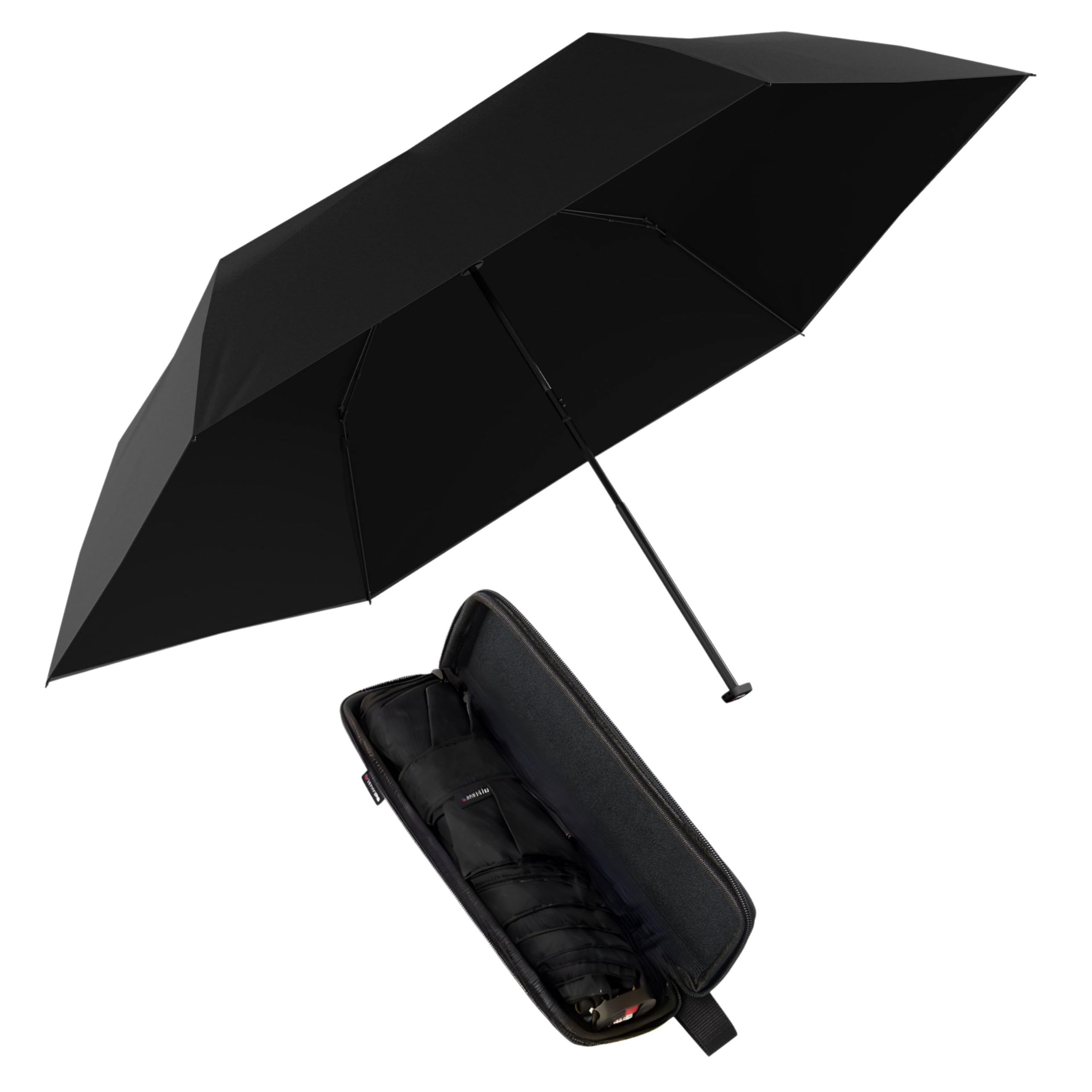 Knirps X4U Mini Umbrella for Sun & Rain, Heatshield, Black w/Black Coating