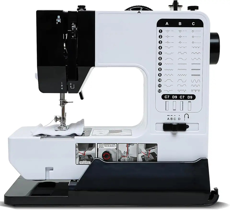 Maquinas de Costura, Máquinas de Costura Portáteis, Máquina de Costura de 38 Pontos com Mesa de Trabalho - 110-220 Volt, Mesa de Extensão Original Aumenta o Espaço de Costura Operacional