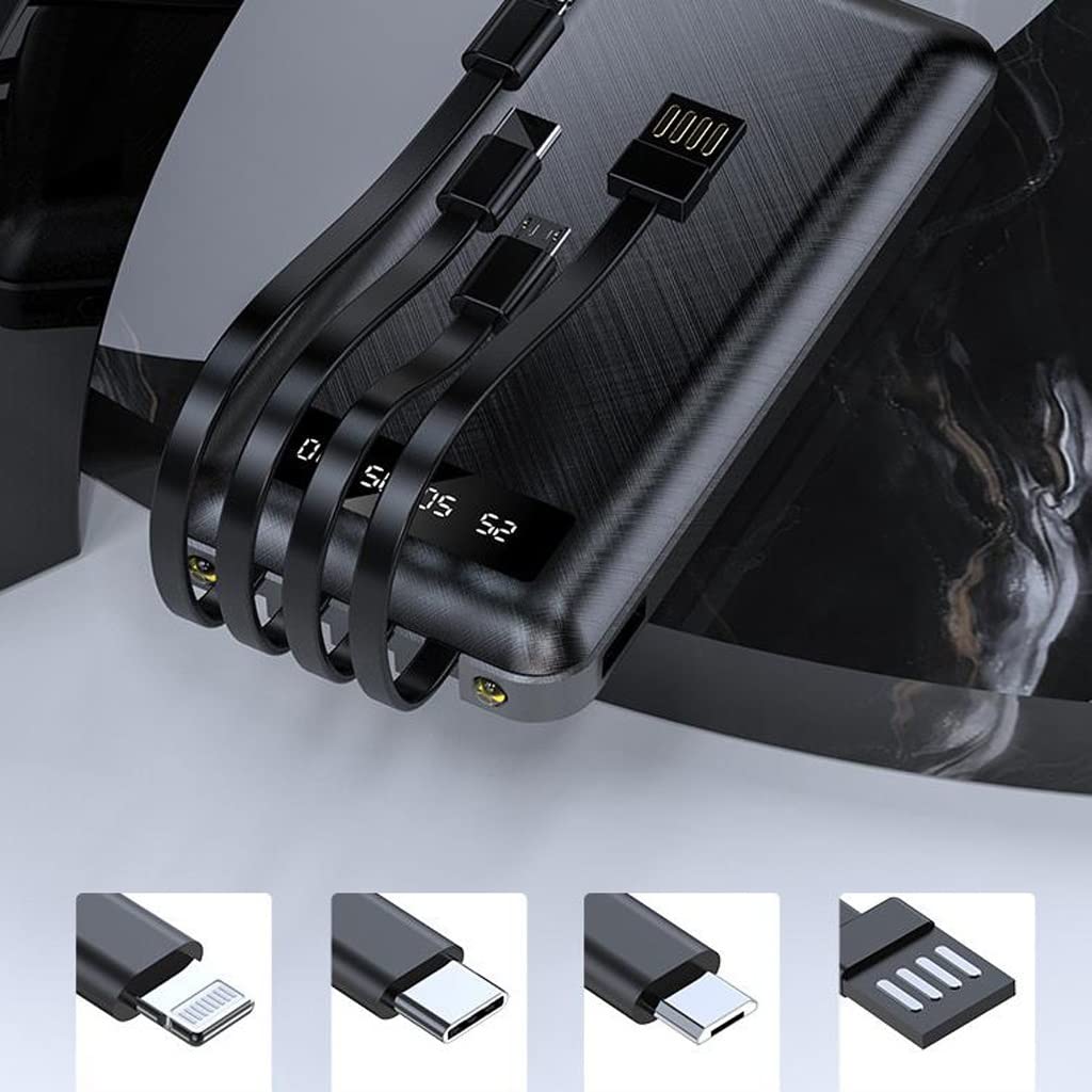 JJJ Mini Fast Charge jest wyposażony w Line Sharing Power Bank 20 000 mAh światło i przenośny powerbank o dużej pojemności (kolor: czarny, rozmiar: 10 000 mAh)