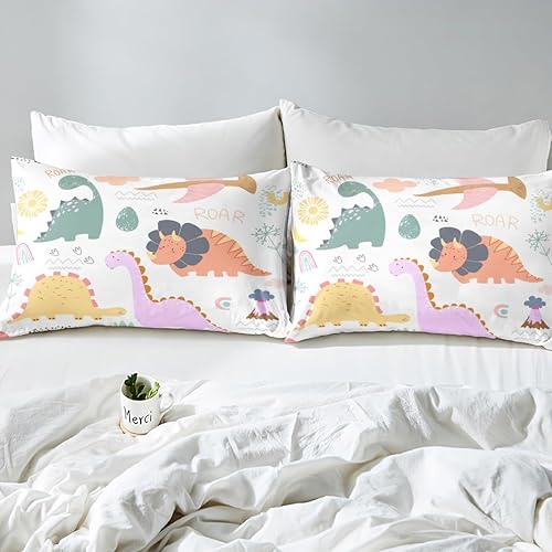 Miniatura 82 de Feelyou Cute Sloth Dino Duvet Cover Full, Nursery Cute Wild Animals Bedding Set for Boys Girls Jungle Animals Comforter Cover Cartoon Zoo Animal Bed