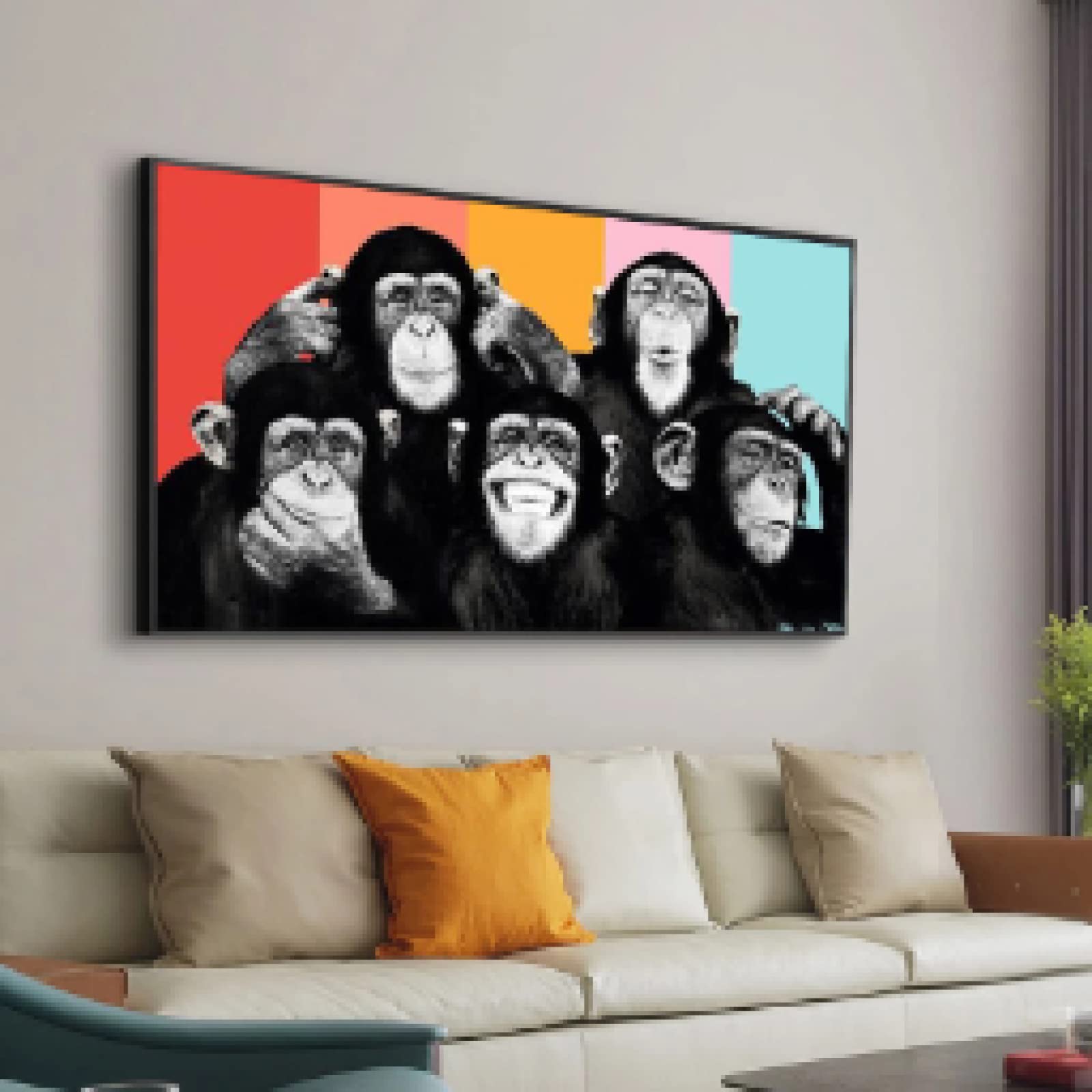 Toile Singe Graffiti moderne en impression haute définition sur toile canvas premium 80x160cm - 8