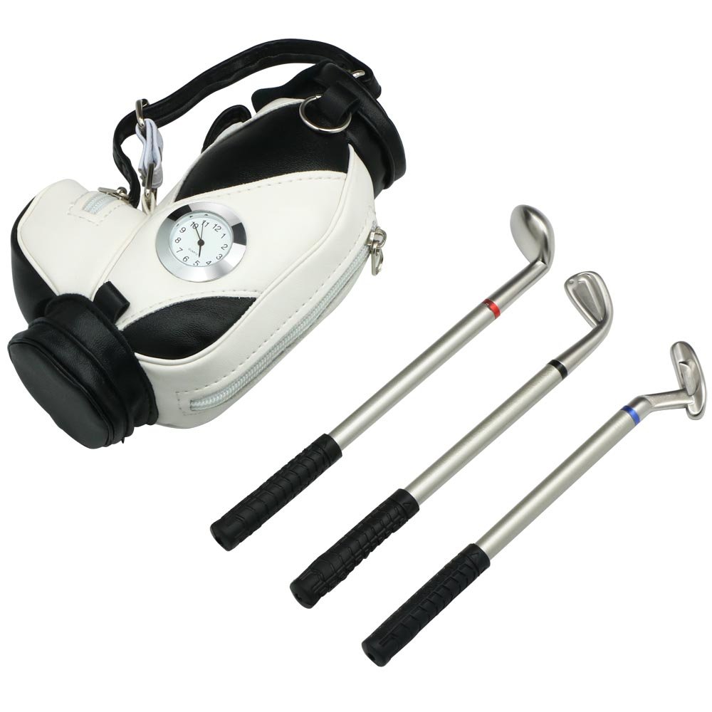 TRIXES Golf Bag Novelty Pen Holder with Golf Club Pens and Clock for Him- Office Accessory- Decoration Golf Novelty Gift Set - Image 4