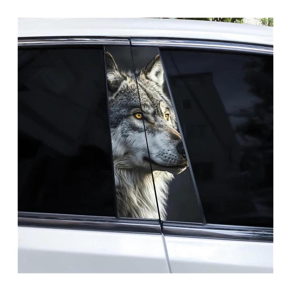 Body Parts 2pcs Wolf Eyes Animal Car B-Pillar Waterproof Sticker Covering Scratched(Type A)