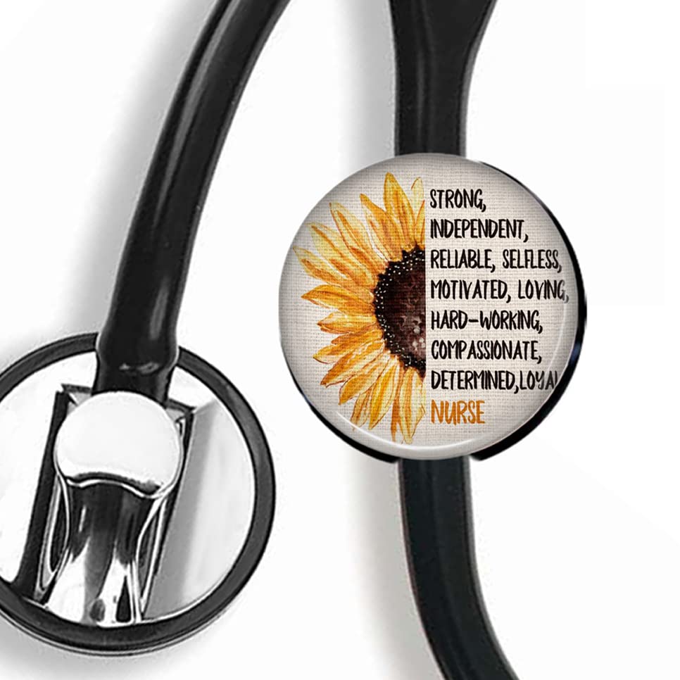 Stethoscope Tag,Steth ID Tag,Nurse Badge (Sunflower)