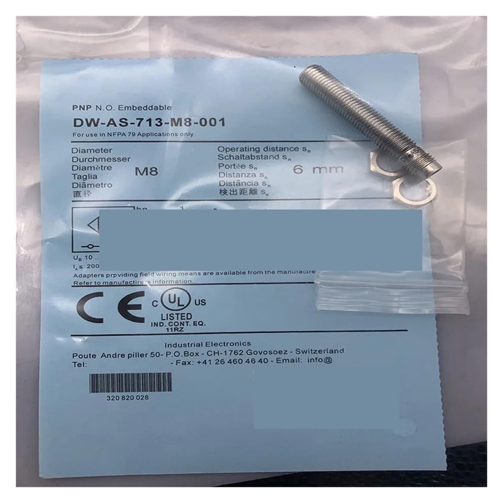 Capteur DW-AS-523-P12-627 étanche pour stopper les pannes liées à l'humidité