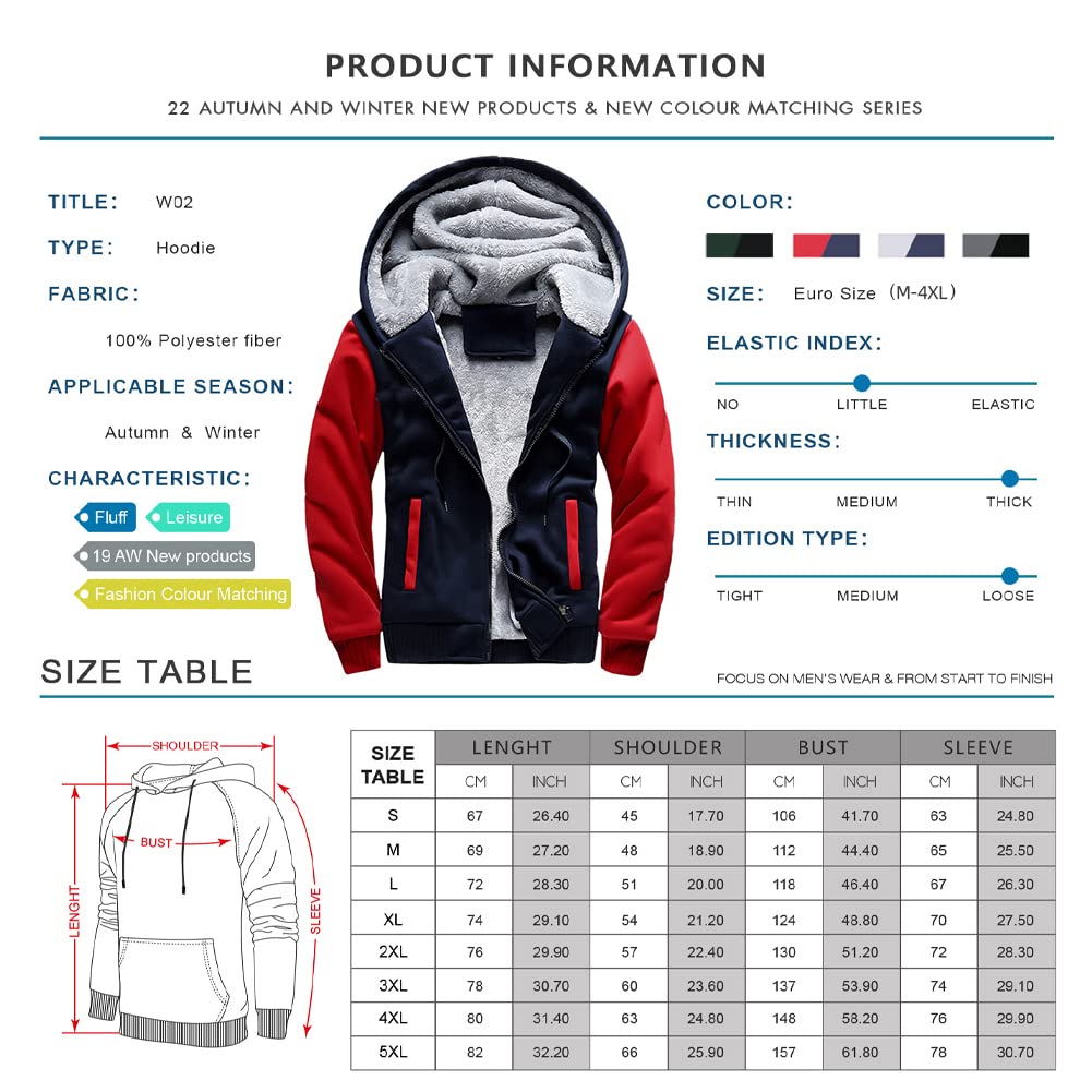 AOTORR Sudaderas con capucha para hombre, chaqueta de forro polar con cremallera completa, abrigo de invierno cálido de gran tamaño con cremallera y bolsillos
