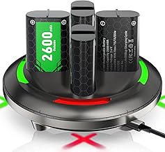 Rechargeable Battery Pack for Xbox One Controller ,4x2600mAh Xbox One Controller Battery Pack ,High Capacity Rechargeable Batteries with Charging Dock for Xbox One S/X ,Xbox Series S/X Controller