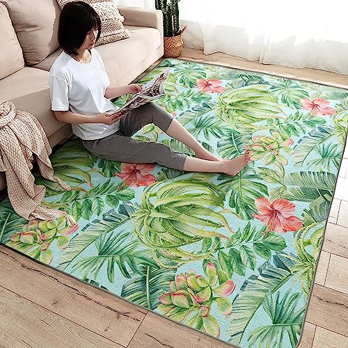 Tapete decorativo 4x6 Tropical Leaf para sala y dormitorio miniatura 4