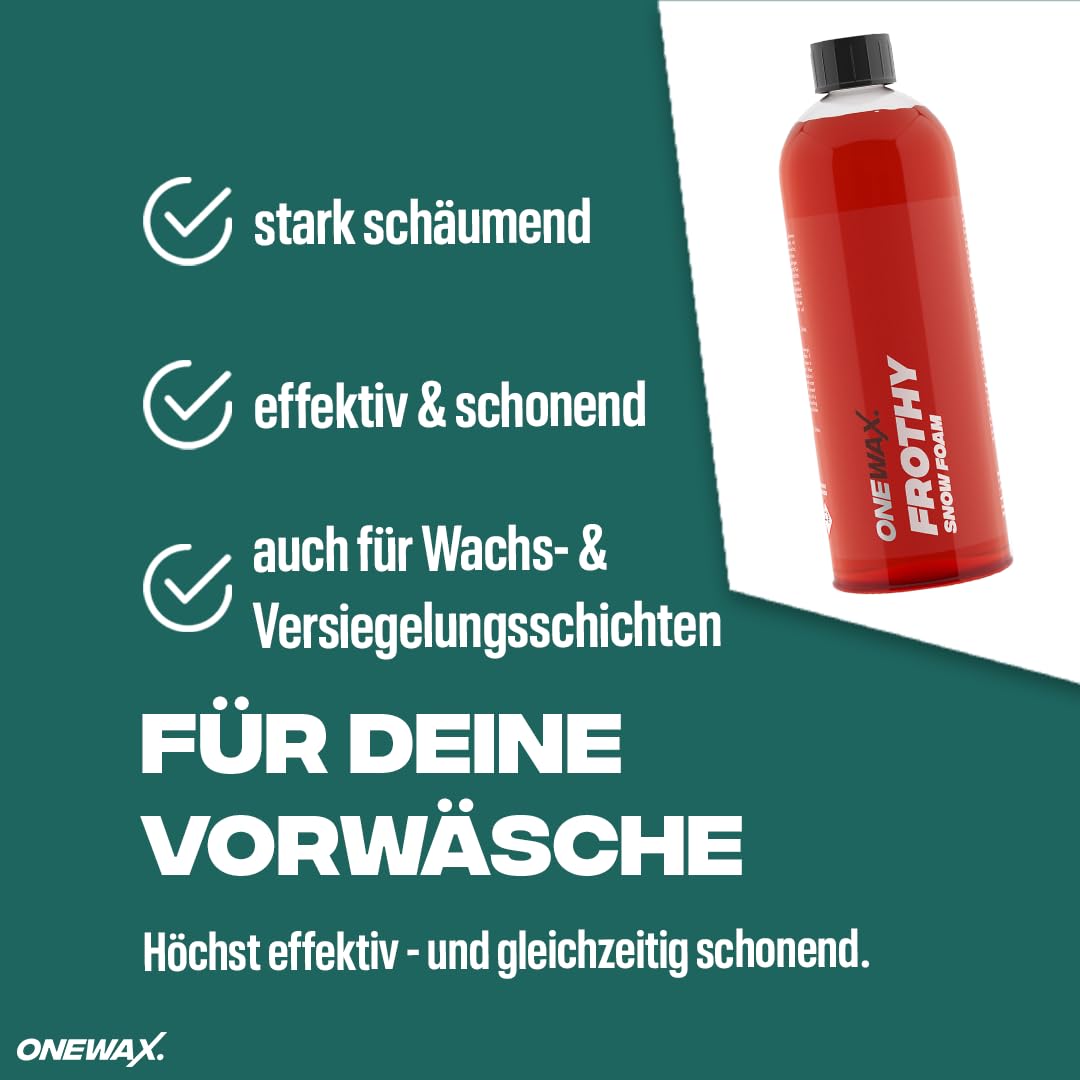 Frothy Premium Snow Foam 750ml Schaumstarkes Auto Shampoo pH neutral - hohe Reinigungskraft - Stark Schäumend - Erdbeer Duft (1 STK) (5 Liter Kanister)