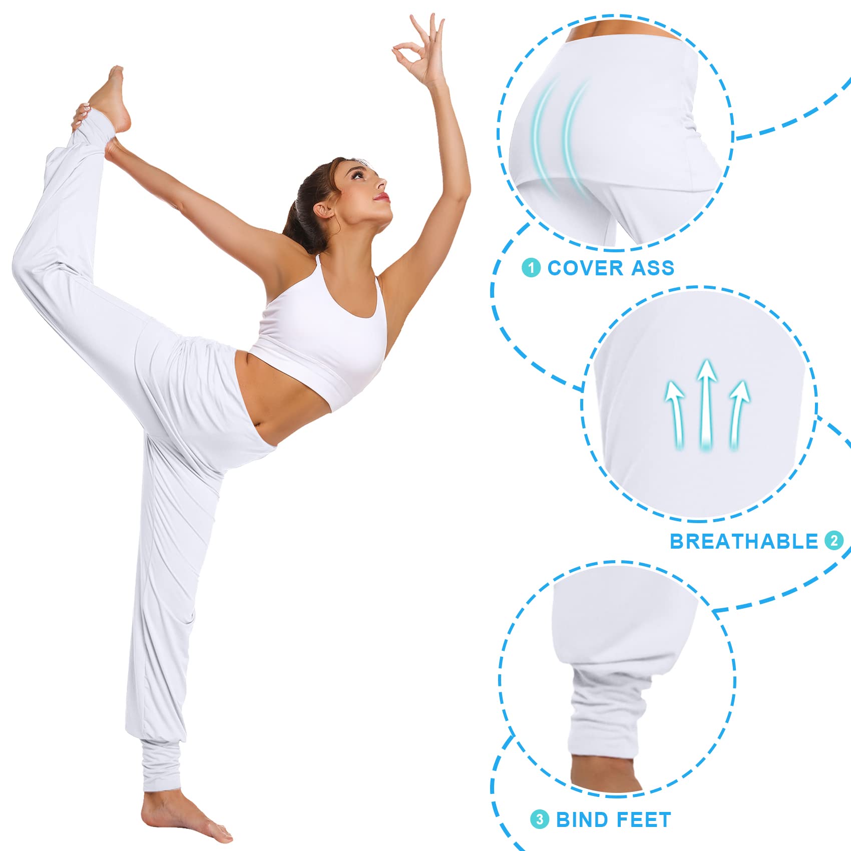 Terecey Pantalones Bombachos Mujer Cintura Alta Pantalones Hippies Mujer con Falda Pantalones Deportivos Mujer para Yoga, Pilates y Estiramientos