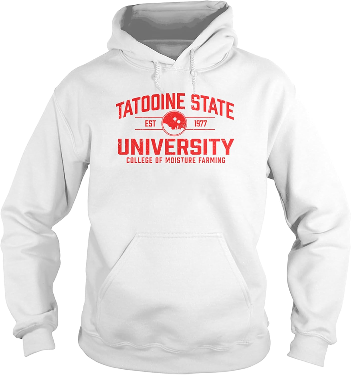 BustedTees Tatooine State University Drawstring Hoodie for Men and Women Cotton Unisex Casual Tatooine Park Hooded Sweatshirt