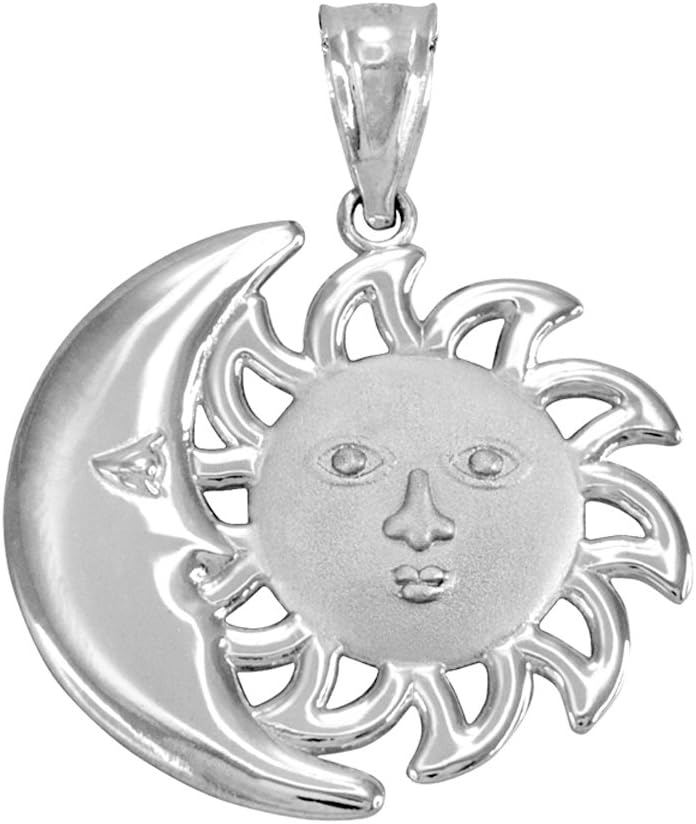 Sterling Silver Moon and Sun Face Celestial Charm Pendant