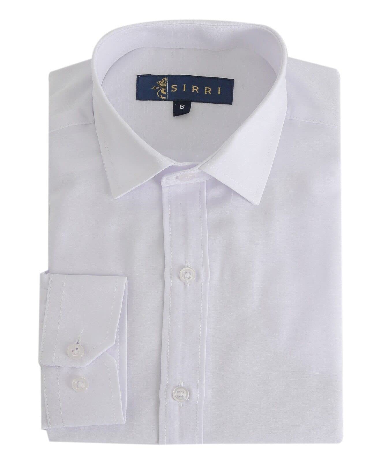 SIRRI Camisa de Vestir con Cuello clásico y Corte Entallado de Mezcla de algodón Suave para niños, Manga Larga, Camisas para Ocasiones Especiales de fácil Planchado