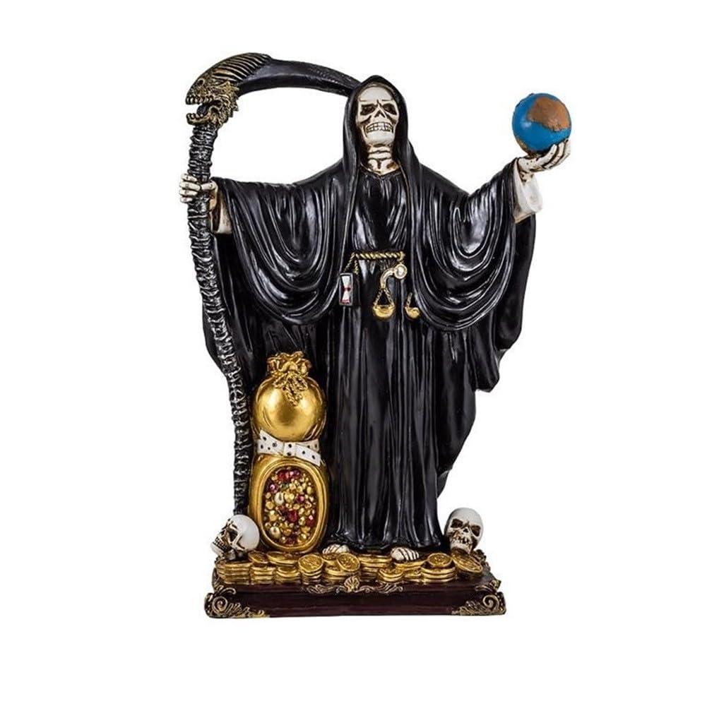 Santa Muerte Negra con Bola figura 30 cm. imagen resina