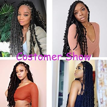 1Packs 18Inches Small Butterfly Locs Crochet Hair Pre Looped Soft New Locs Crochet Braids Crochet Distressed Butterfly Locs Hair Extensions (1B)