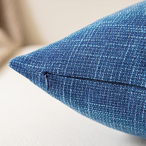 Kevin Textile Faux Linen Home Decorative Hand Made Cushion Cover Pillowcase for Nap, Hidden Zipper, 18"x18"(2 Pieces, Navy Blue) - Thumbnail 2
