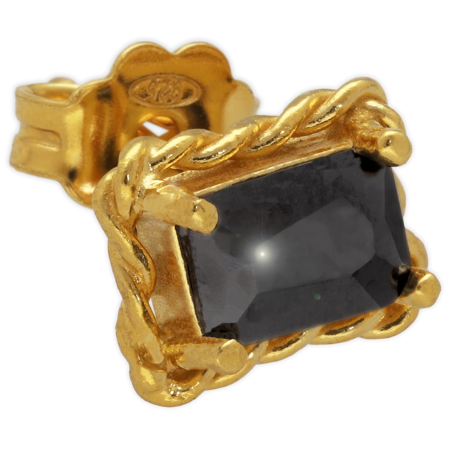 EMMANUELA handcrafted for you Pendiente de oro plata de ley 925 hecho a mano para hombres - Negro Pendiente geométrico para hombre regalo de vacaciones pendientes masculinos regalo inusual del día de San Valentín de novio