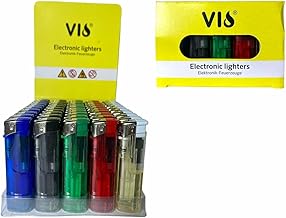 Disposable Electronic Lighters with Electronic Piezo Ignition, Plastic, Modern, 50 Pieces