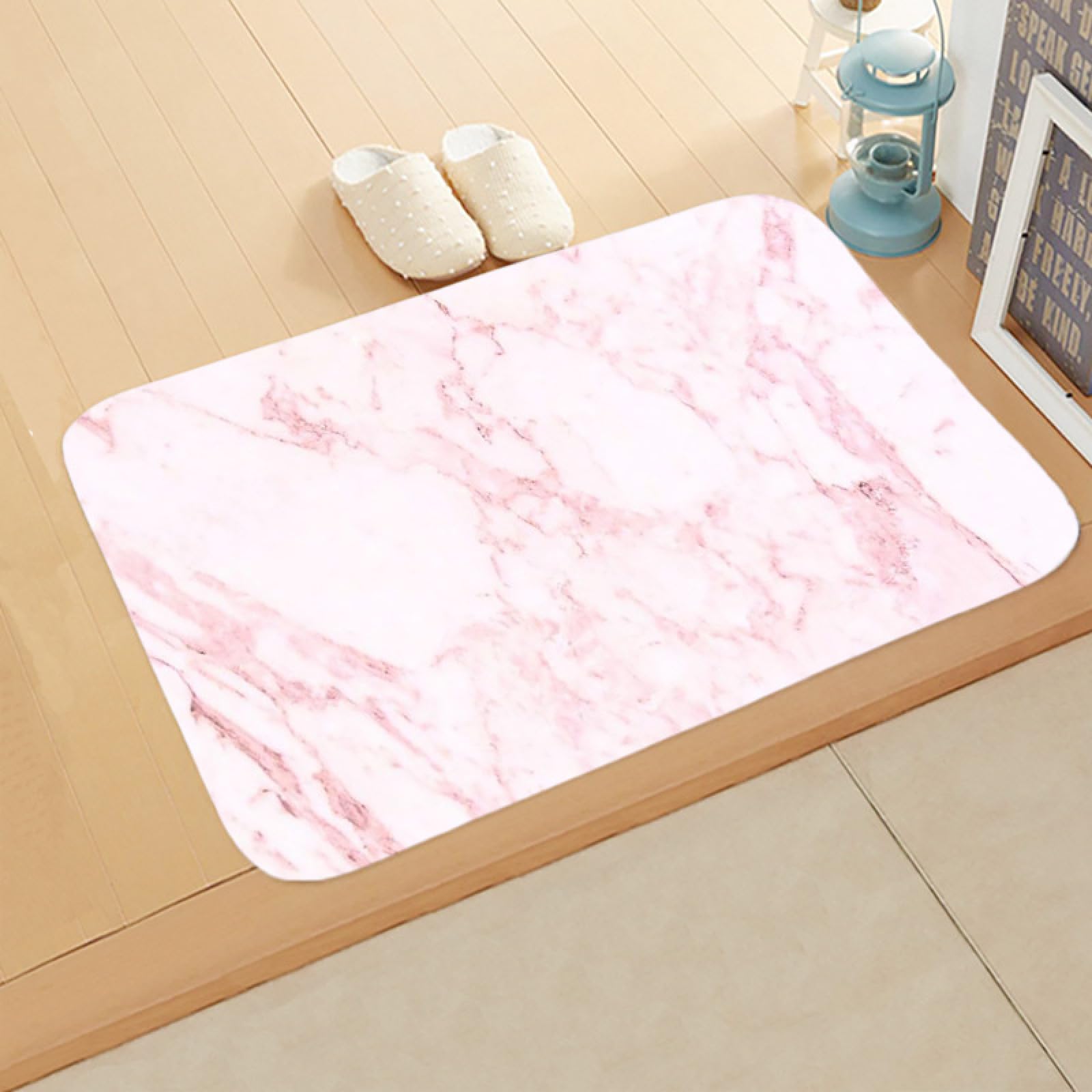 Paillasson Exterieur Entree Marbre Blanc Poudré Tapis Entree Interieur Tapis de Bain Antidérapant Paillasson Lavable Paillasson Interieur Paillasson Exterieur Salle Bain Couloir(60x90cm)