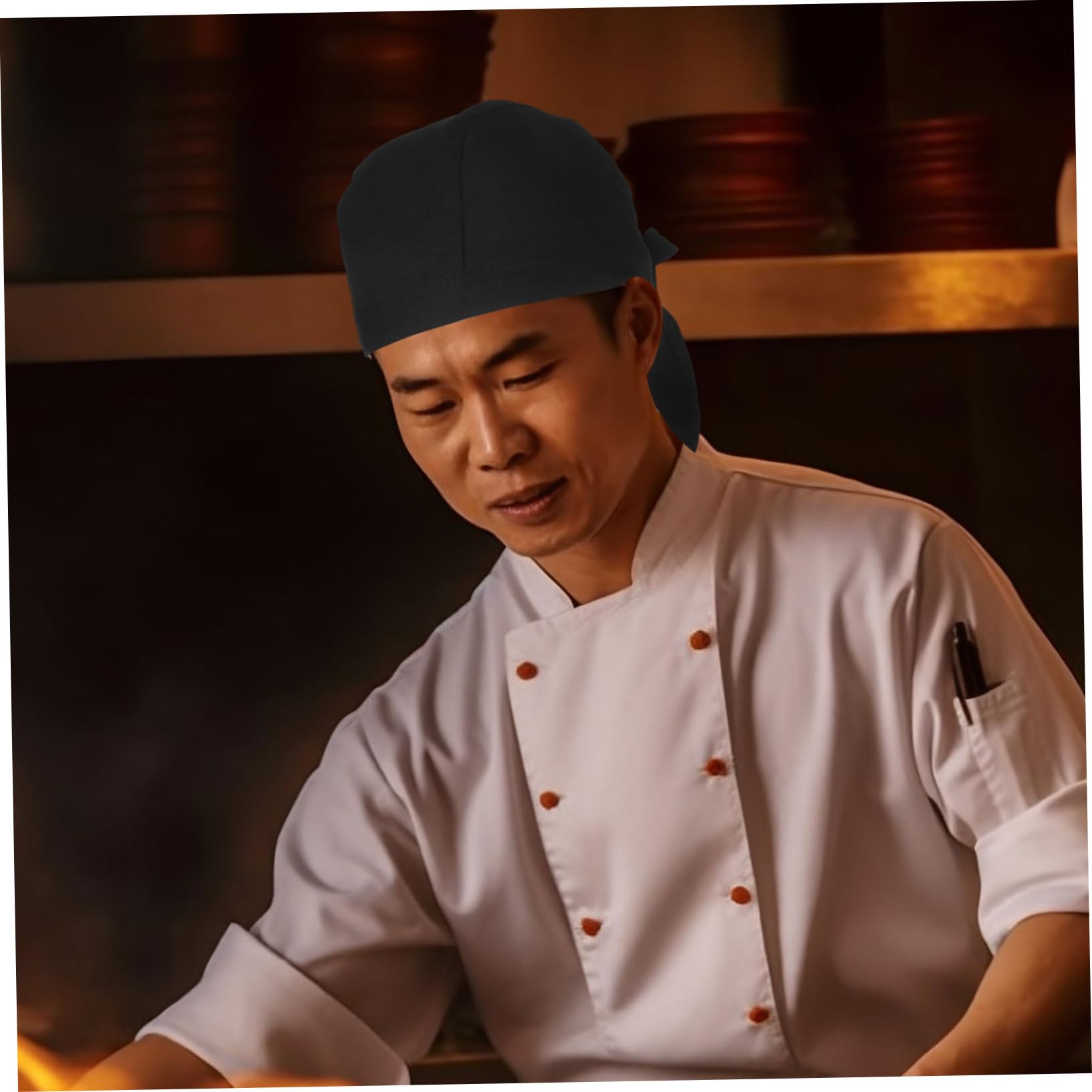 Sombrero De Cocinero Gorros Gorra Absorbente Mujer Gorro Cocinero Gorro De Cocina Sombreros De Cocina De Restaurante Gorras De Chef De Tela De Algodón Black