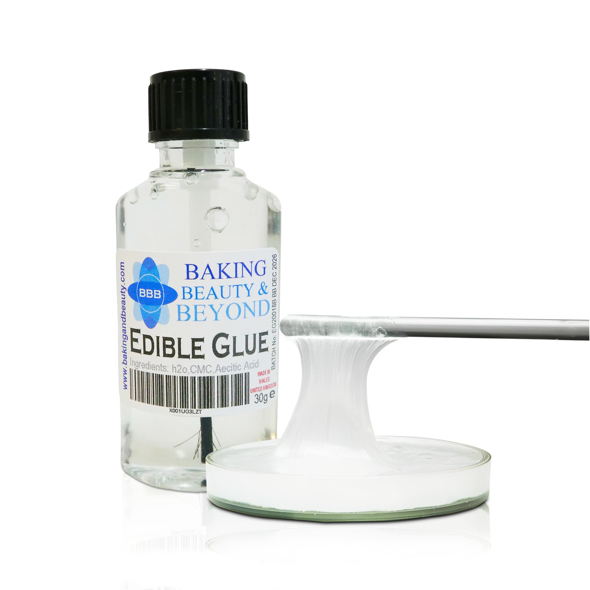 Baking Beauty and Beyond Professional Food Grade Edible Glue - Multi-Function, Super Strong, Pro Bakers Choice Glue Perfect for Icing, Sugarcraft, Baking, Food Craft, and Cake Decorations, (30gm)
