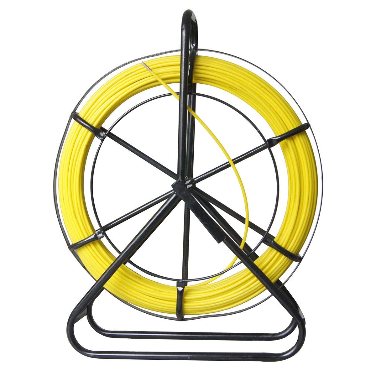 Katsu Tools Katsu Fiberglass Duct Rodder 6X80m With Steel Stand And Brake, Fiberglass Electric Cable Installation Tool, Electrician Pipeline Cable Running Threader Fish Tape Puller 312368