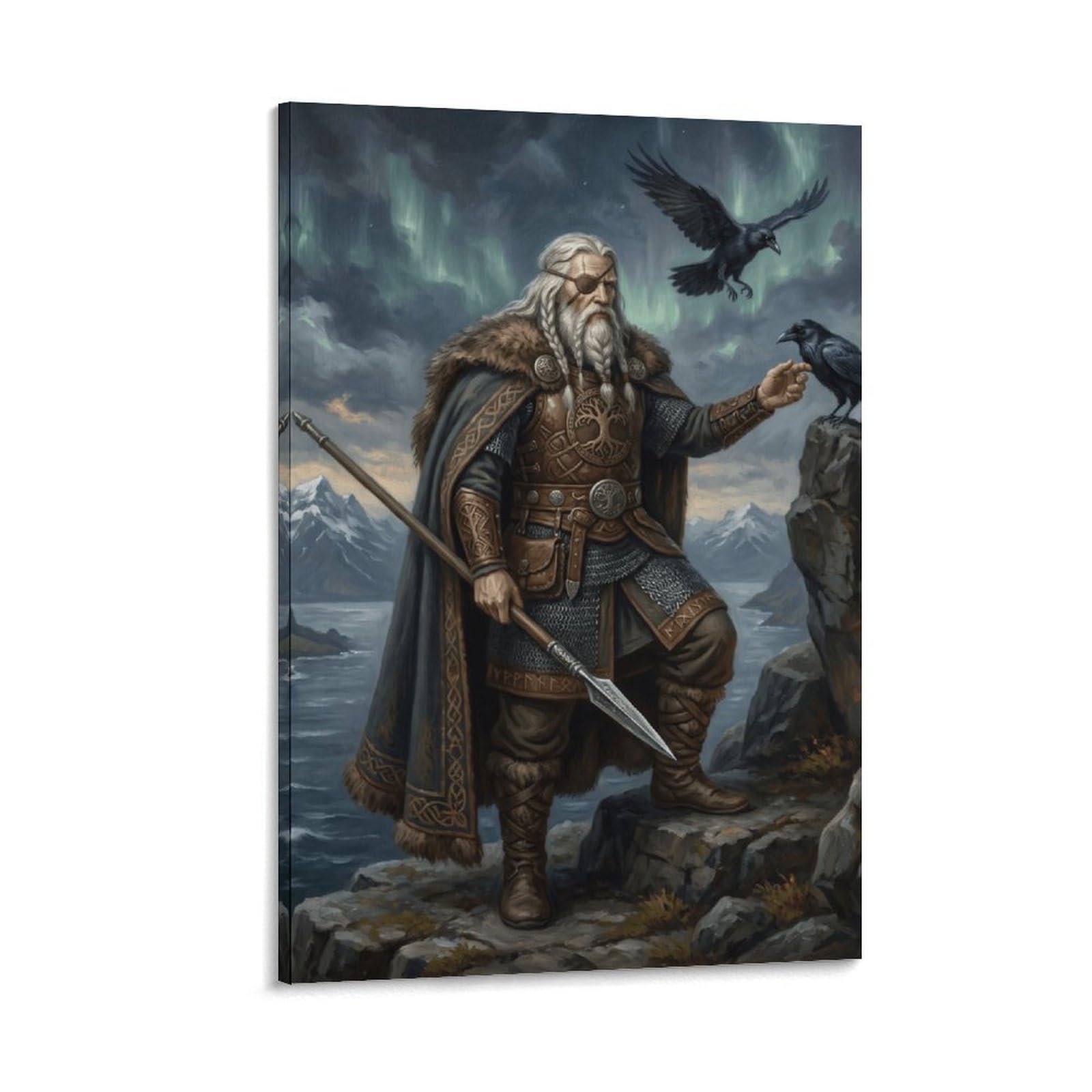 W7C8U2X3 Norse Mythology Odin Canvas Wall Art, Norse Mythology Wall Art