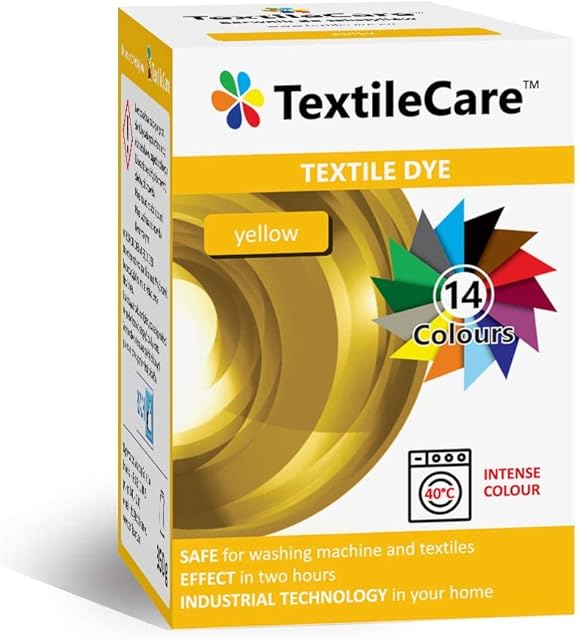 TextileCare Washing Machine Fabric Dye for Clothes and Textiles, 350g of dye for 600g Clothes, 14 Colors (Yellow)