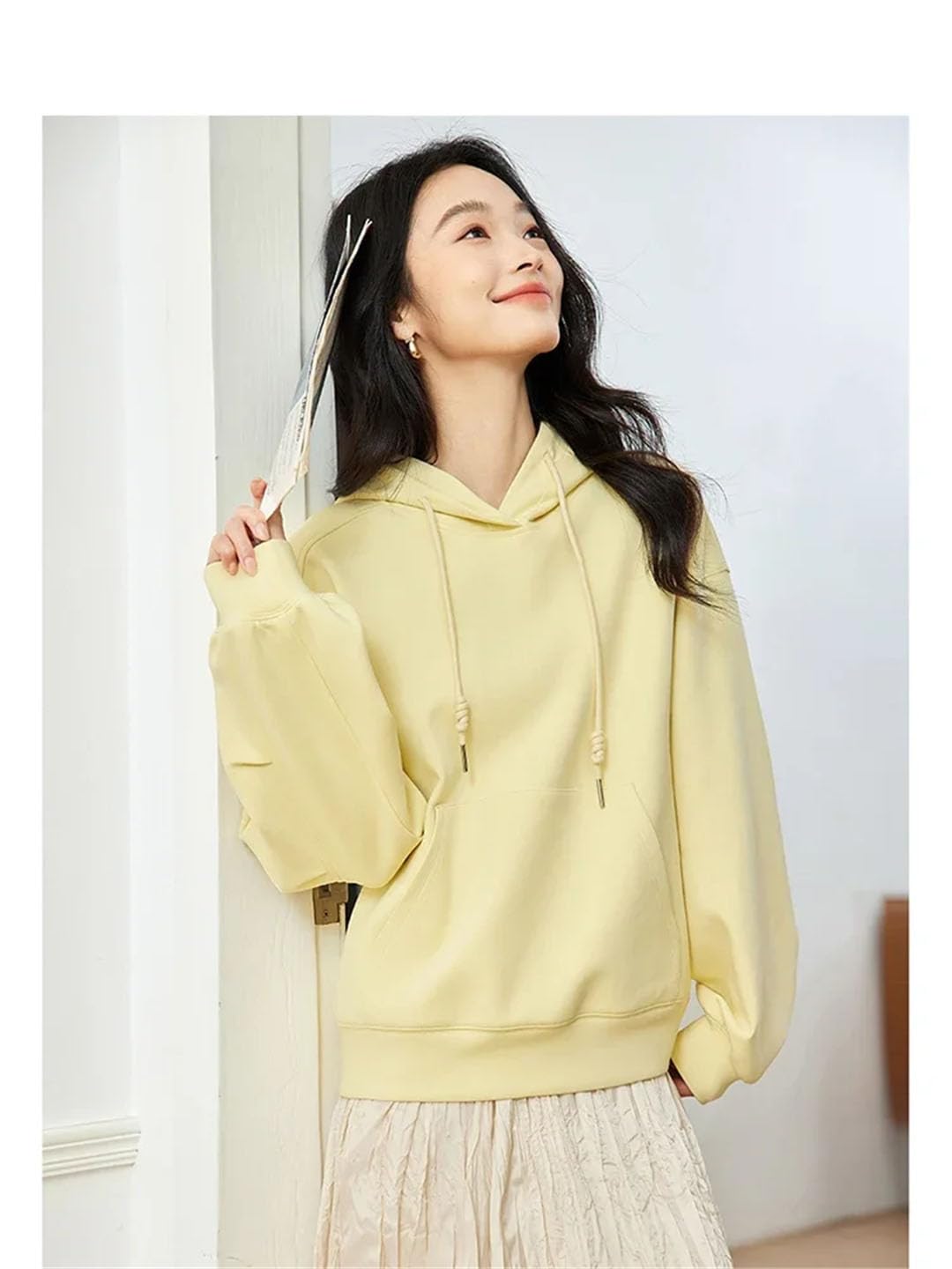 Sudadera con capucha y cuello redondo para mujer, sudadera con capucha suelta para mujer, ropa de calle simple