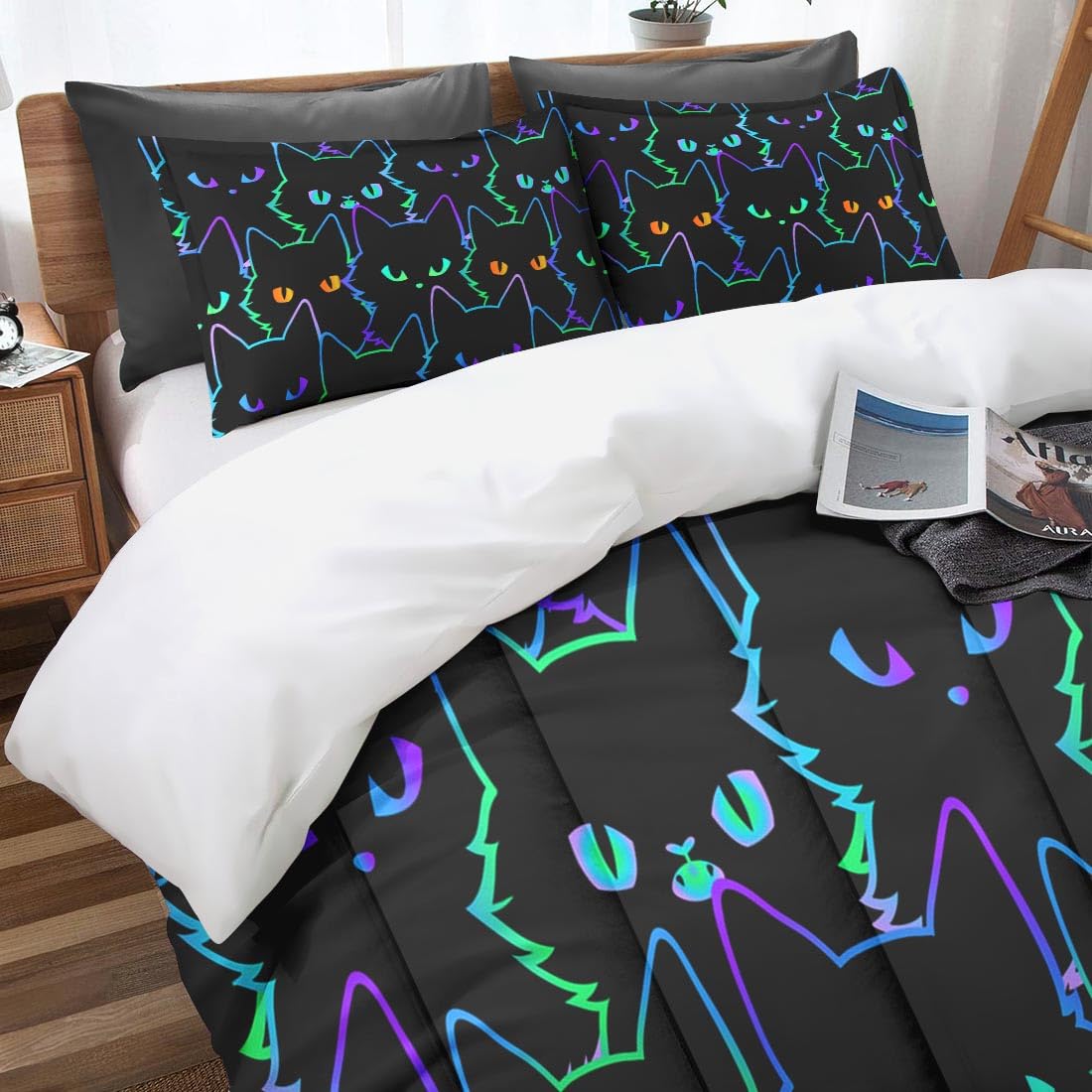 Culudea Halloween Christmas Rainbow Comforter Set King – 100% Cotton All-Season Bedding With Pillowcases