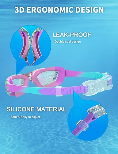Miniatura 3 de Gafas de natación para niños, gafas de natación para niños con clip para la nariz, tapones para los oídos