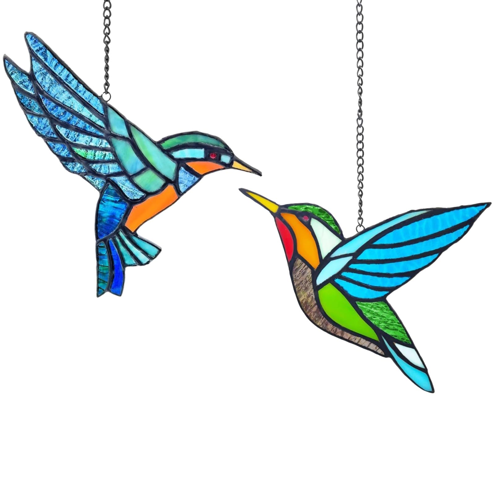 Décoration de fenêtre en acrylique fait main - Duo de colibris élégants