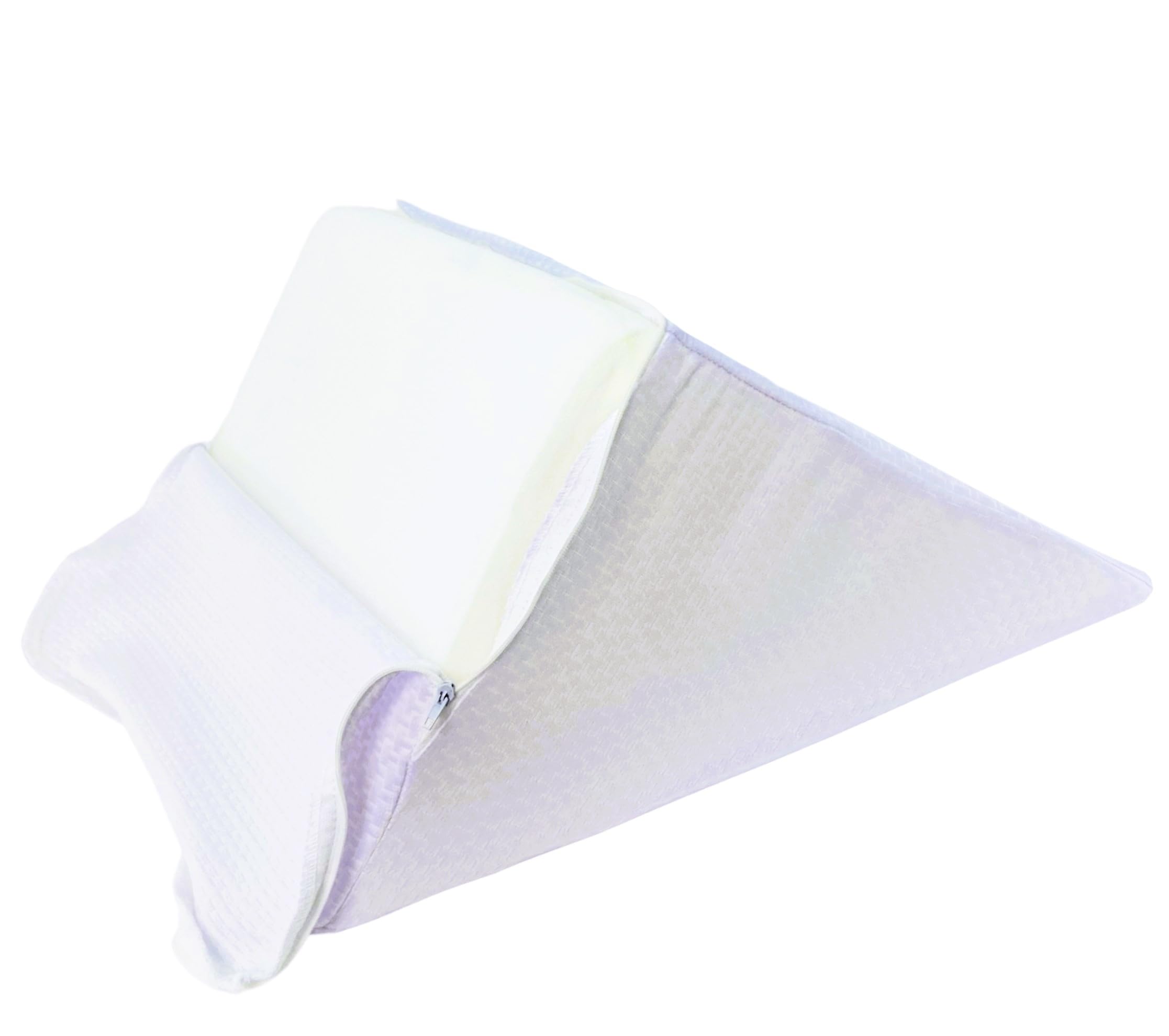 Almohada de Lectura cojín con Forma de cuña para sofá y Cama. Cojín de Espuma Desenfundable para Leer o Trabajar con Ordenador Inclinando la Espalda Acostado (Blanco)