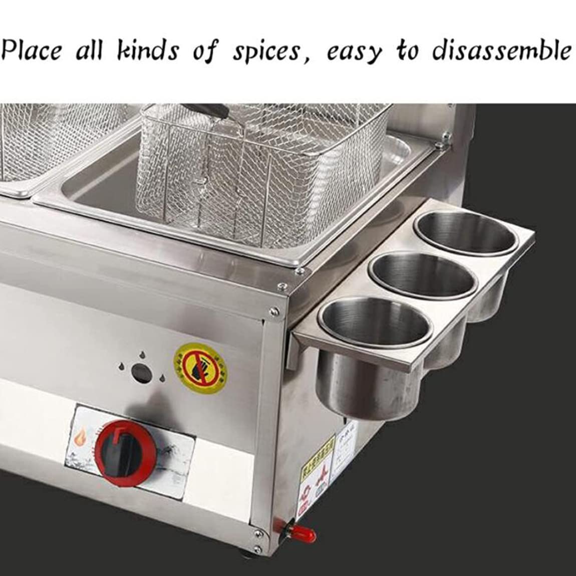 Friggitrice a gas di grande capacità da 16 litri Friggitrice in acciaio inossidabile Friggitrice professionale a gas da banco da cucina per friggere ristorante supermercato stand fast food