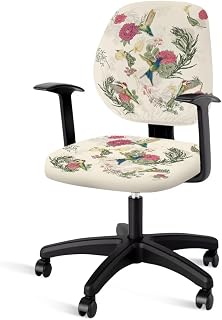 Vintage Hummingbird Office Chair Cover Stretch Elastic Computer Desk Rotating Chair Seat Back Covers Stretchable Desk Chair Cover 2 Piece Universal Chair Covers Polyester Soft Breathable