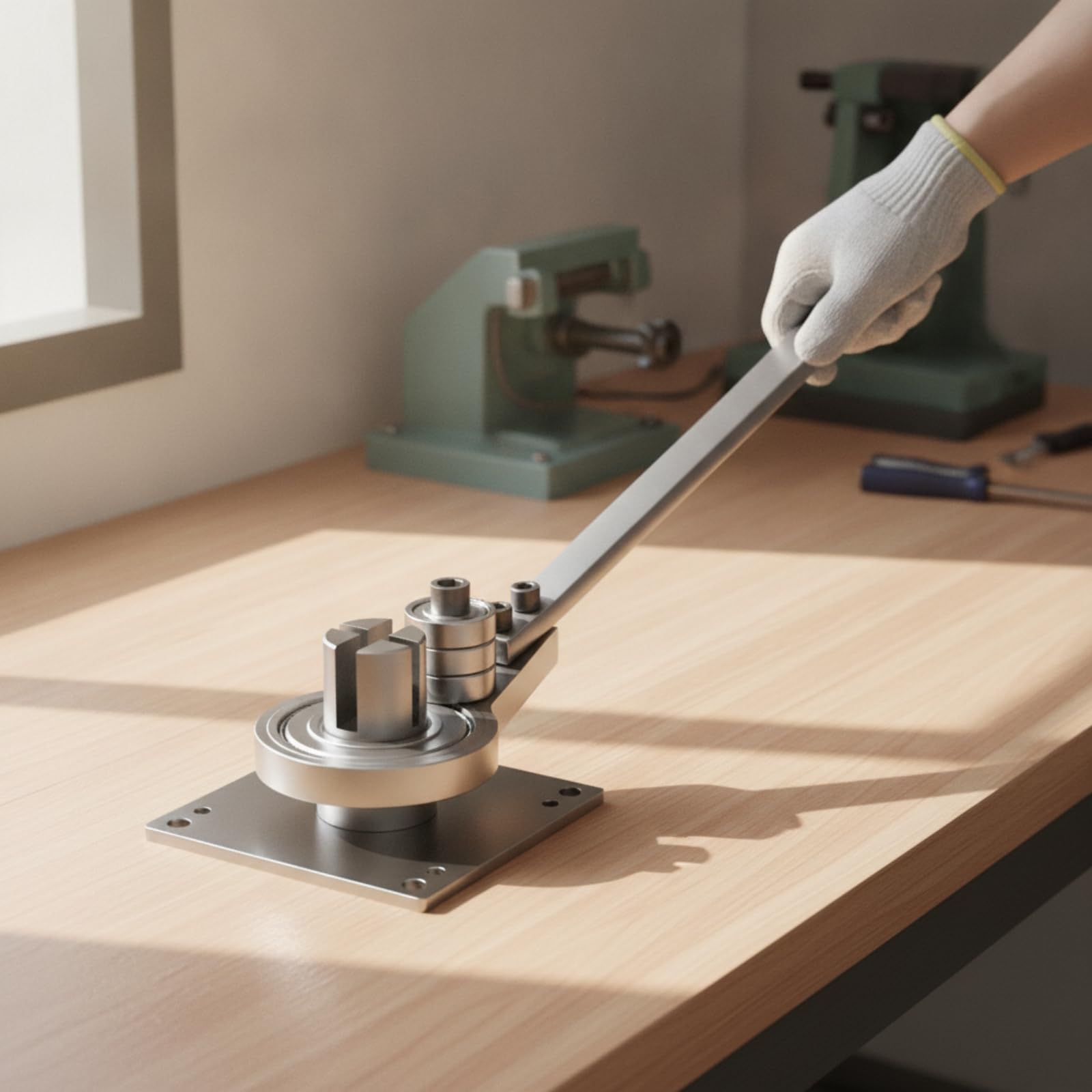 Piegatrice Manuale da Banco Curvatrice con Rulli Regolabile Attrezzo per Hobbisti, Officina, Carpenteria