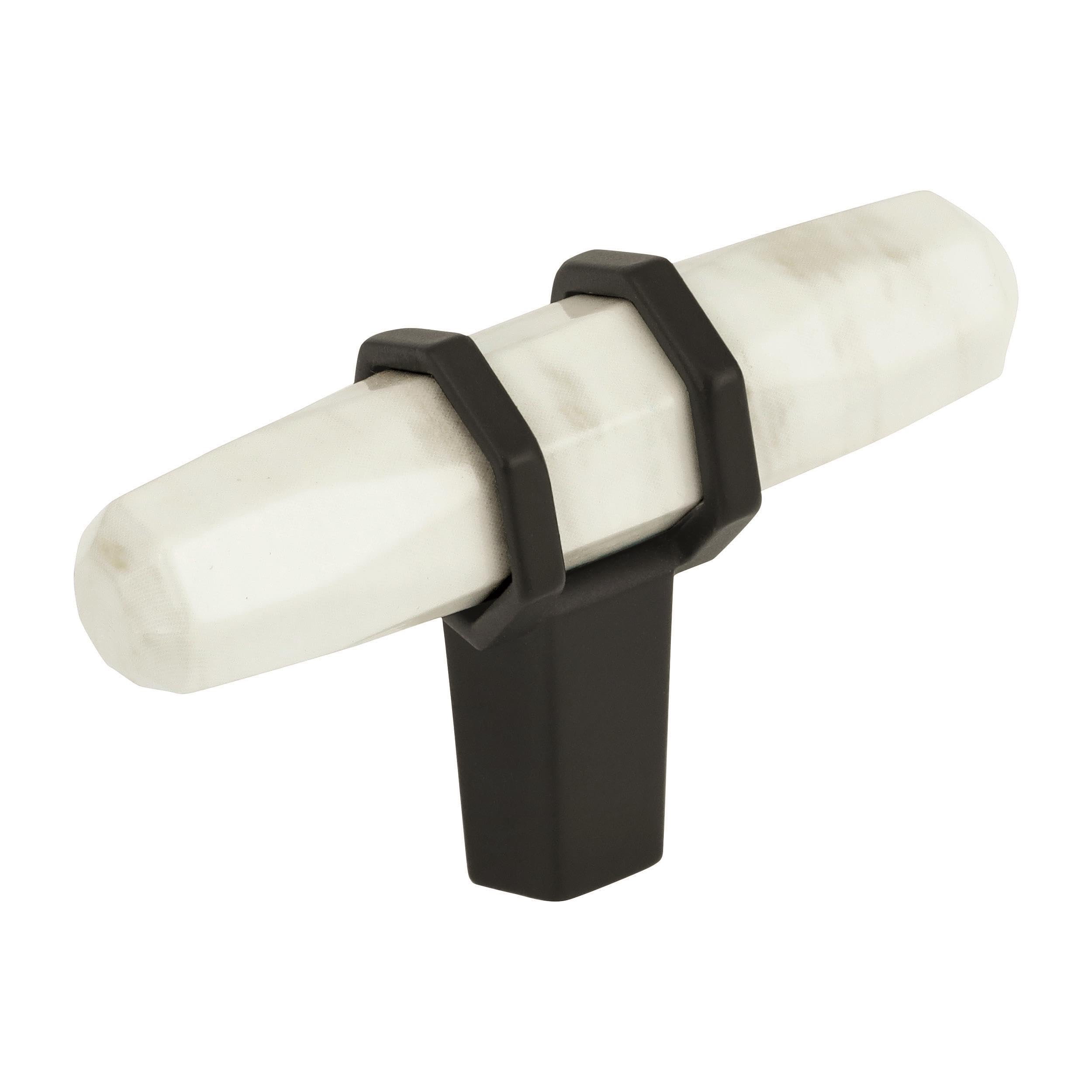 Amerock | Cabinet Knob | Marble White/Black Bronze | 2-1/2 inch (64 mm) Length | Carrione | 1 Pack | Drawer Knob | Cabinet Hardware