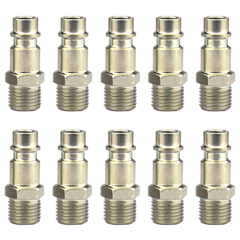 10 Pcs Air Line Connectors 1/4" BSP Hose Fittings Euro Air Fittings for Most Air Line, Silver, 9.8mm, 13mm
