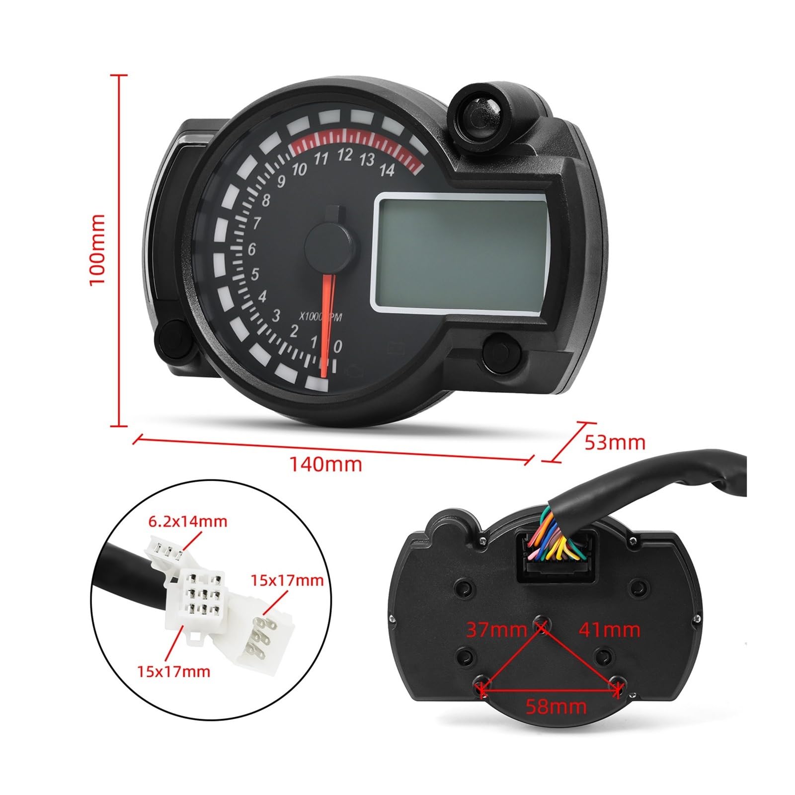 Velocímetro Digital para de alarma | Medidor de tablero de motocicleta de 12 V, odómetro digital de 7 colores, tacómetro con lámpara de alarma