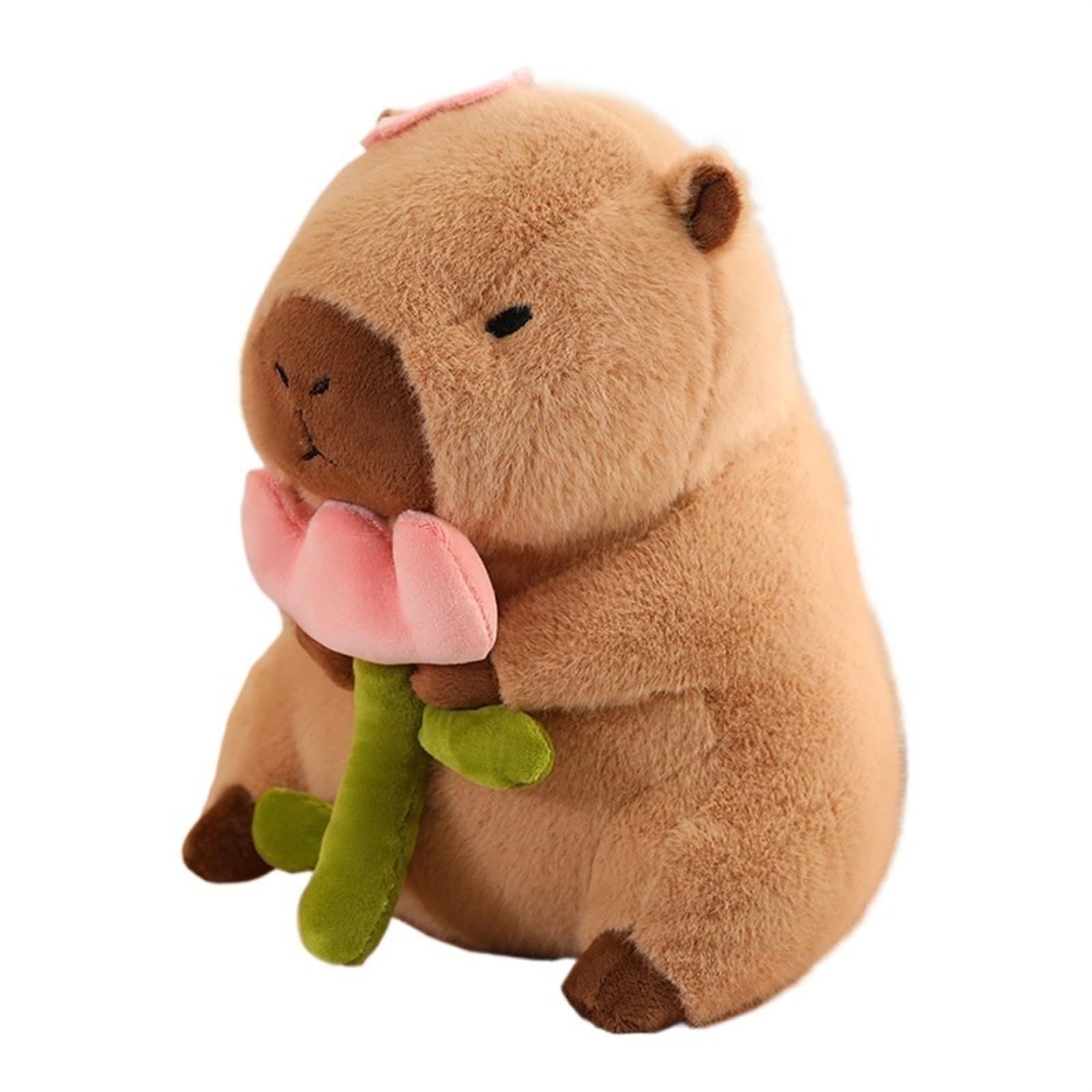 TOPLITHE Cute Capybara Plush Toy, Simulated Animal Plush Pillow Kawaii Capybara Plushie With Wearable Toast Headdress Gifts for Kids Girls Boys(Flower)