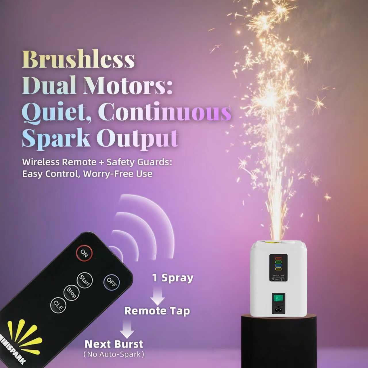 2pcs Mini Cold Spark Machine, Portable FX Device with Auto Safety Cutoff, NO DMX, Stage/Wedding/Event Special Effects Machine (2 Unit White+10 PCS 50g Consumables)