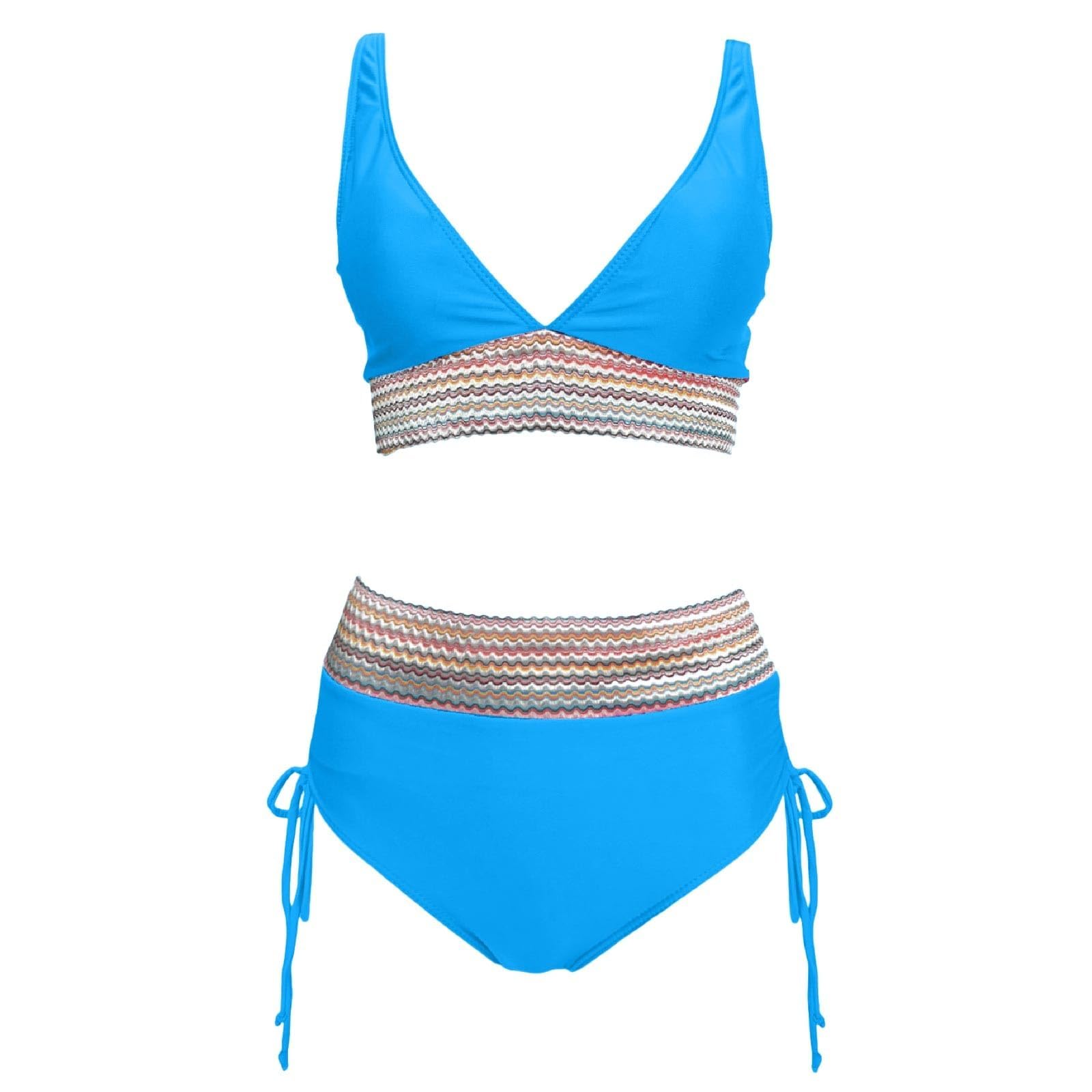 Saymany Push Up Bikini Damen Sommer Push Up Bademode Bauchweg High Waist Bikini Sexy V Ausschnitt Badeanzug Elegant Gepolstert Swimwear Badeanzüge Große Größe Strandmode Für Strand Pool & Urlaub