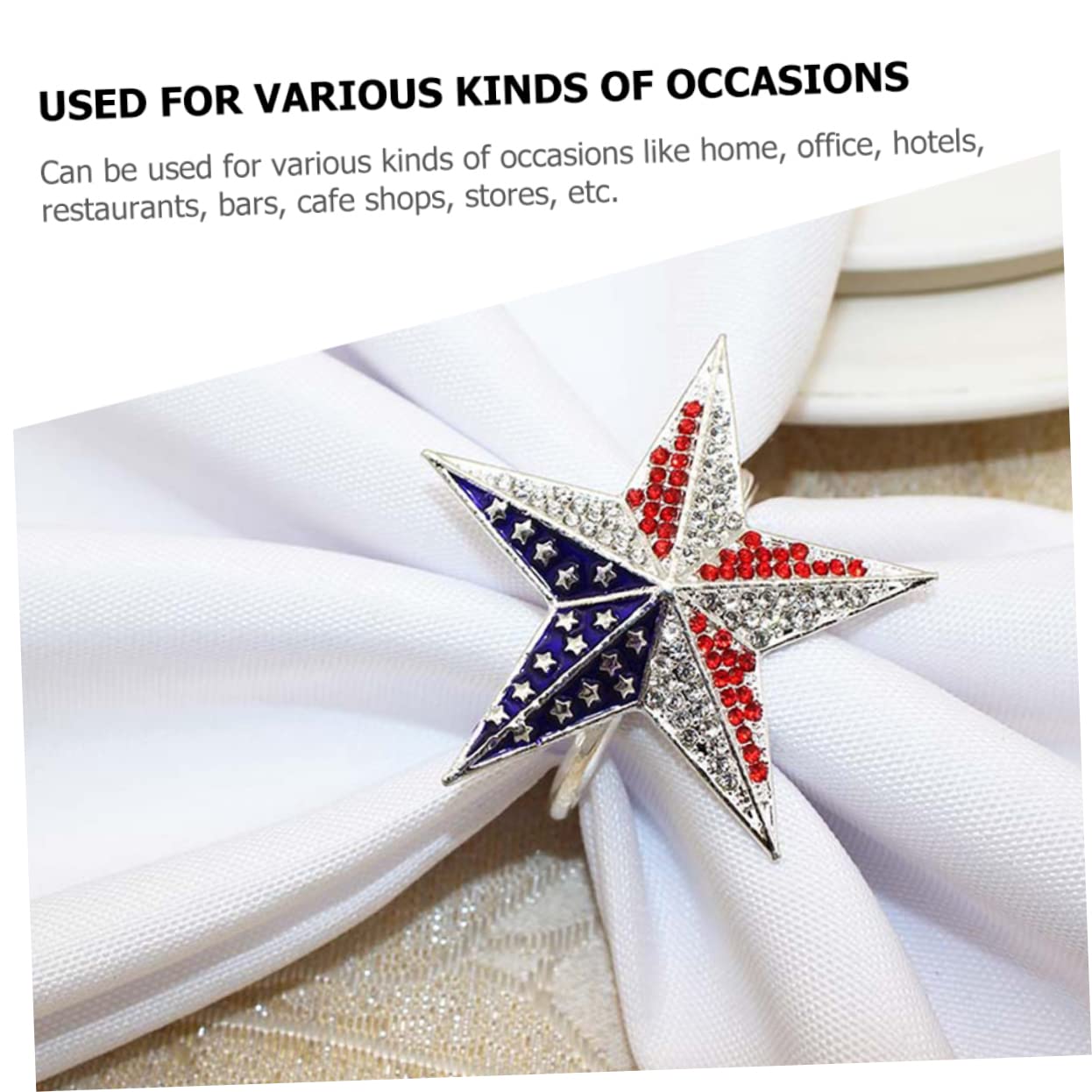 TOPBATHY 18stücke Teiliges Dekorative Fünf- -Stern Napkin Buckles Für Unabhängigkeitstag Design Langlebig Hochwertigem Legierungsmaterial Für Festliche Anlässe