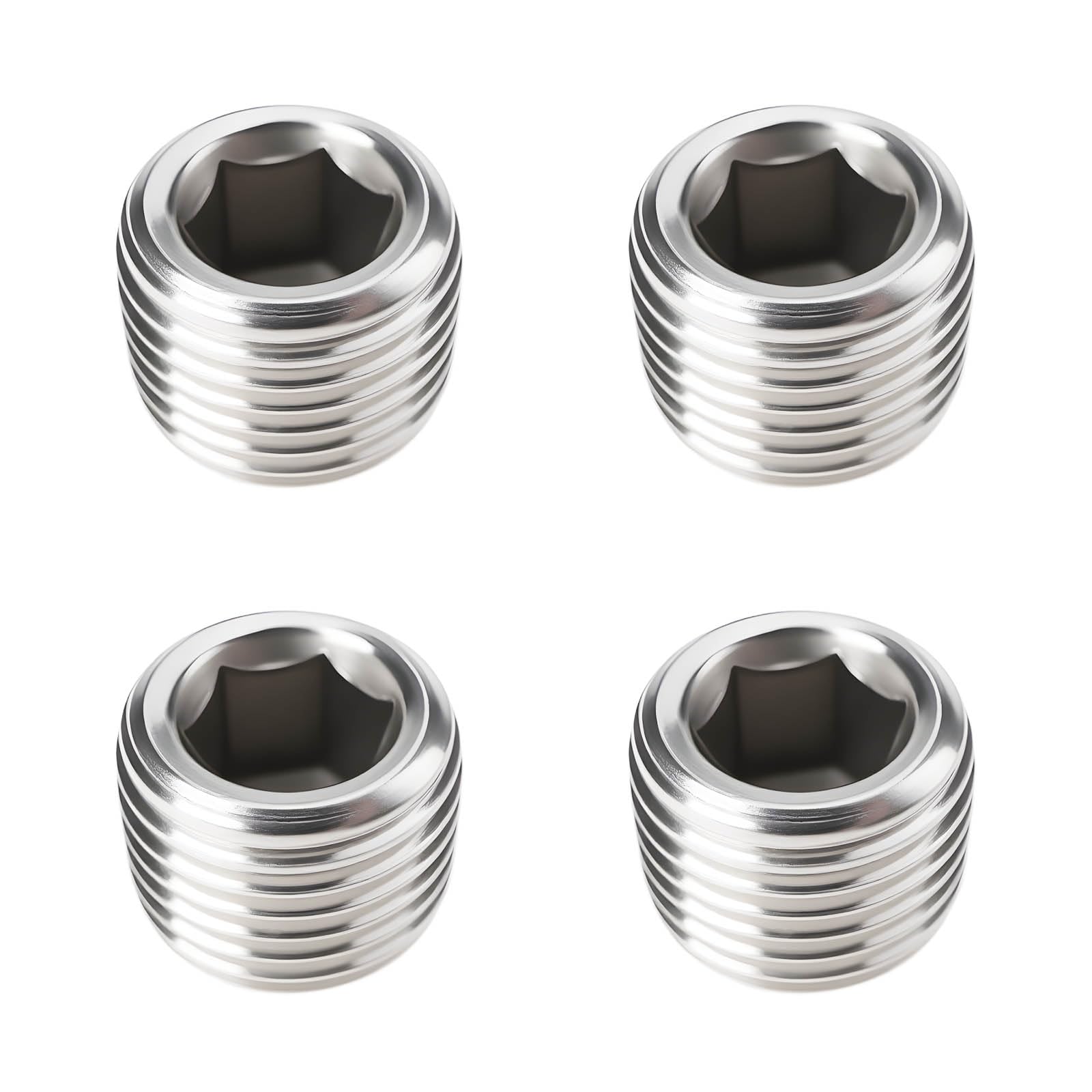 VGOL 4pcs 1/8" BSPT Male Stainless Steel Hex Screw Pipe Block Off Plug Hex Fitting