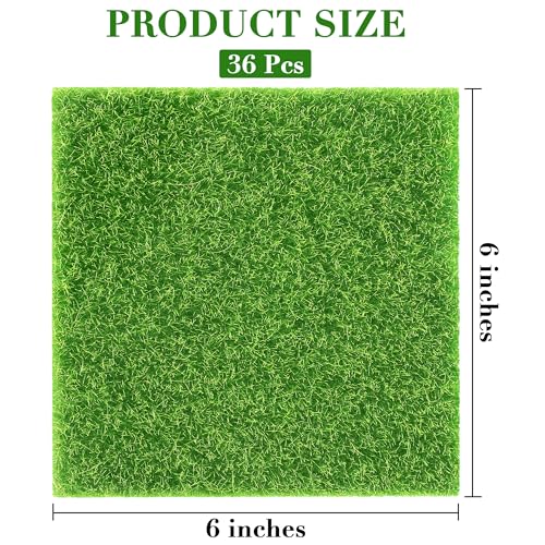 Elcoho 36 Pieces Fake Grass for Crafts Fairy Garden 6 x 6 Inches Artificial Garden Grass for Miniature Ornament Dollhouse DIY Decoration by Elcoho - Used condition - Image 2