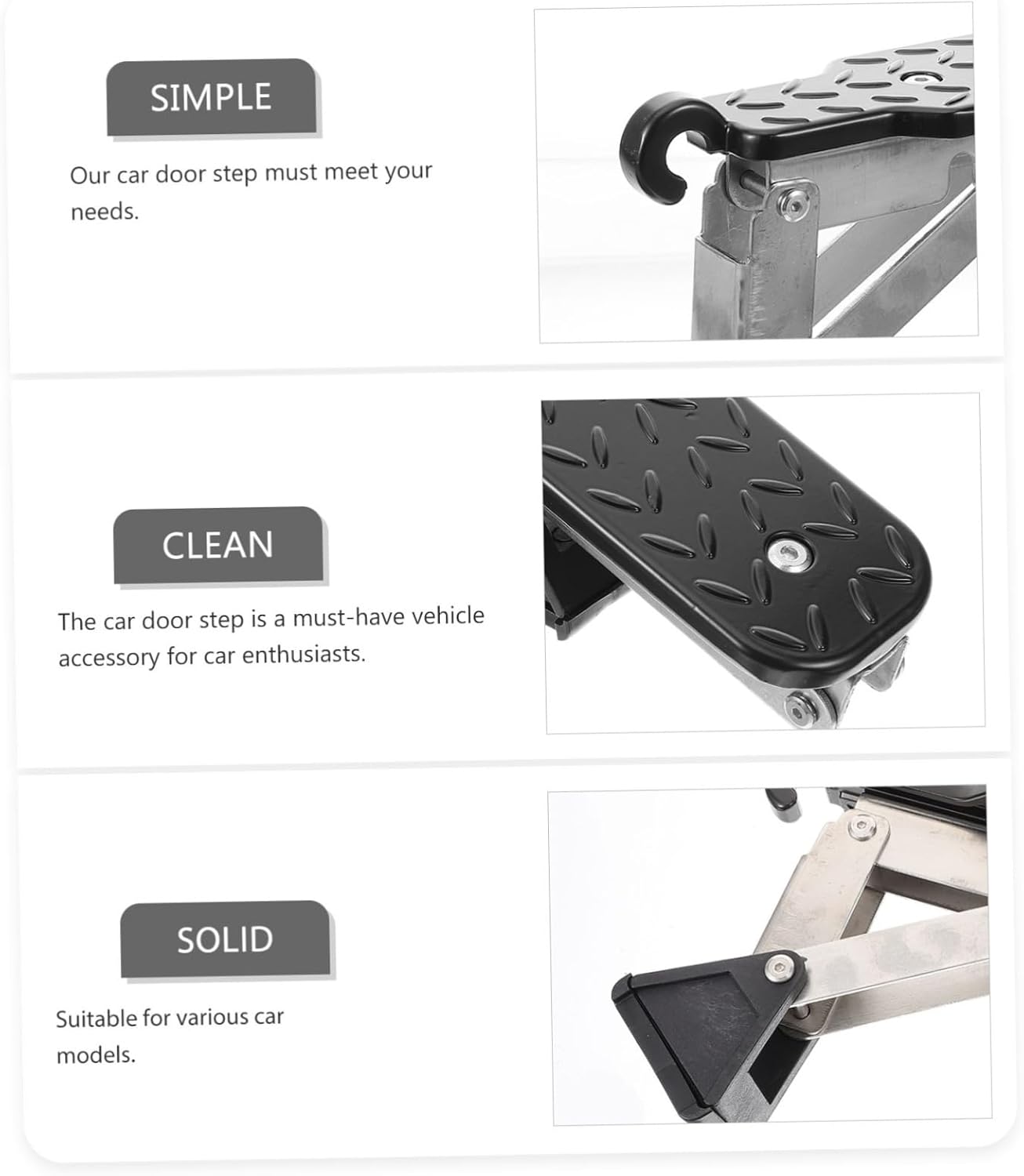CHILDWEET Roof Rack Accessory Car Door Step Aluminum Alloy Truck Tire Step Easy to Install Sturdy